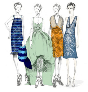 Bocetos de Miuccia Prada para el vestuario de El gran Gatsby