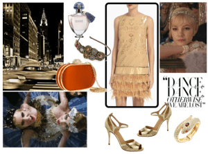Copia el estilo de El gran Gatsby vestido dorado