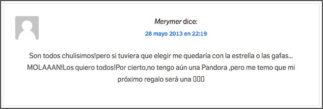 Comentario ganadora Pandora