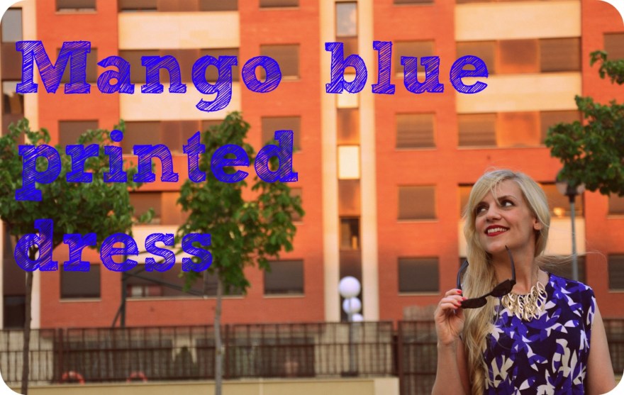 Mango blue printed dress portada