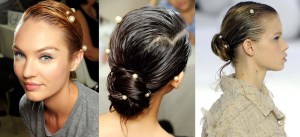 Recogidos con perlas de Chanel