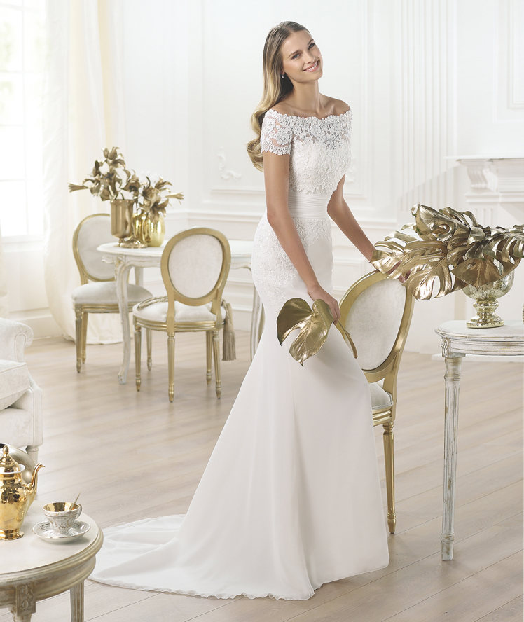 Vestido Lambina Pronovias Fashion 2015 escote de barco