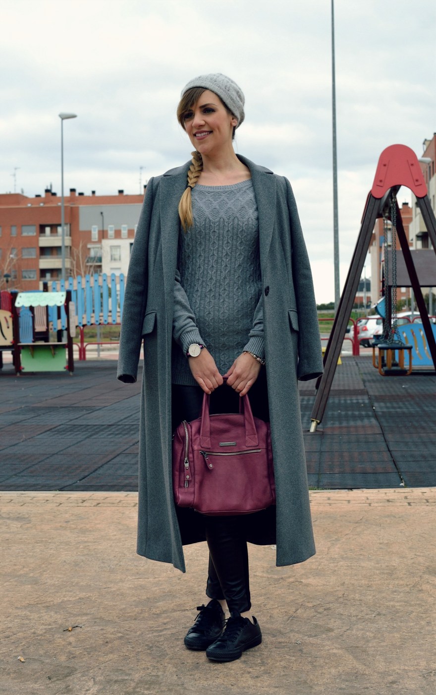 Look abrigo gris largo