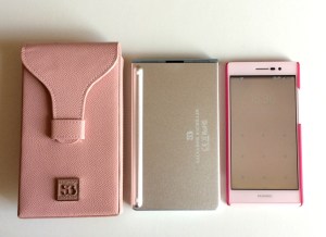 Teclado español plegable Bluetooth de Salvador Bachiller y Huawei Ascend P7 rosa