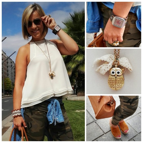 Street style con Huawei P8 pantalones militares