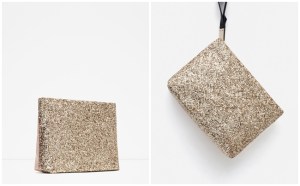 Bolsos de fiesta Zara sobre purpurina dorado