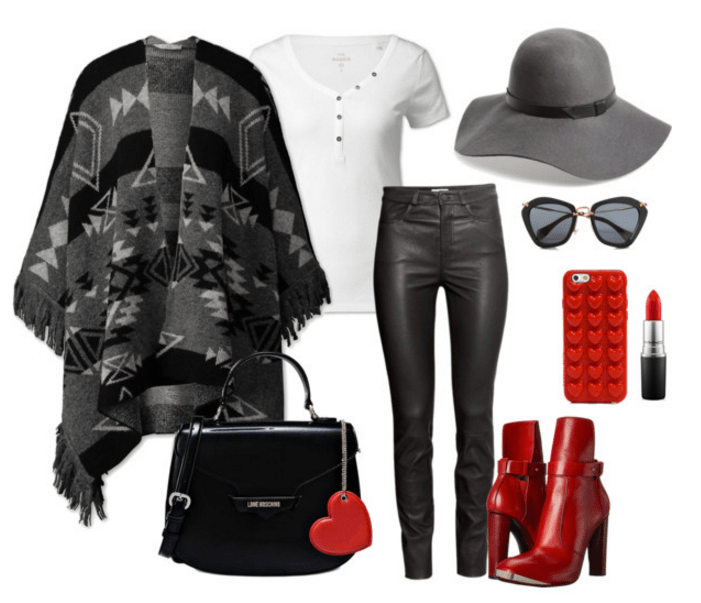 Look poncho y corazones