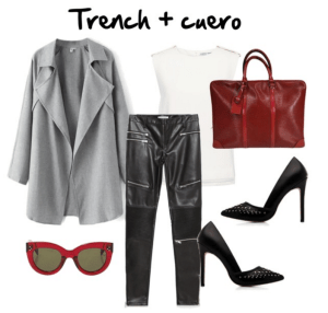 Tendencias primavera 2016 look trench y pantalones de cuero