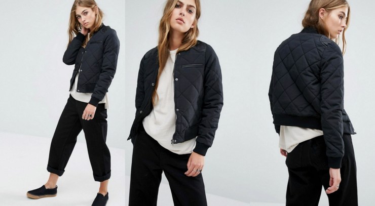 Bomber negra acolchada de Noisy May