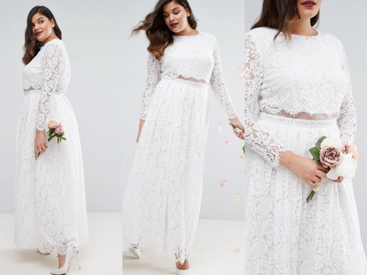 Vestido de novia falso crop top de ASOS Wedding