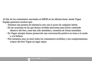 Comunicado 1 foro Vogue