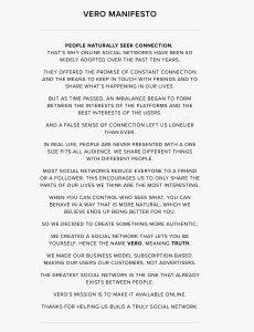 Vero True Social Manifesto